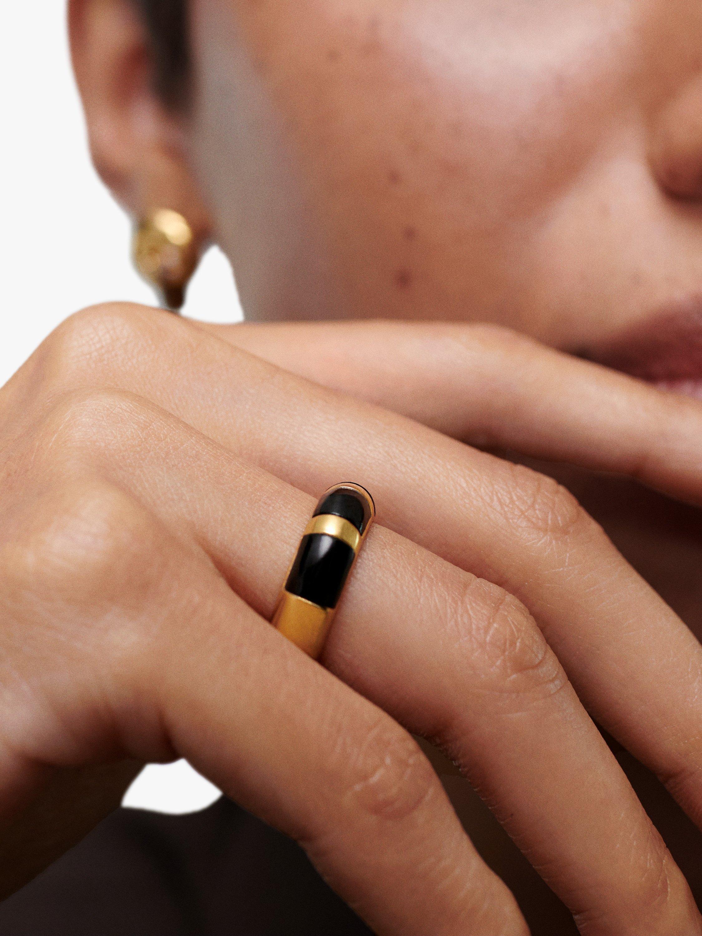 Product image 3 of 4, which shows Monica Vinader x Kate Young Black Onyx Ring, Gold, I