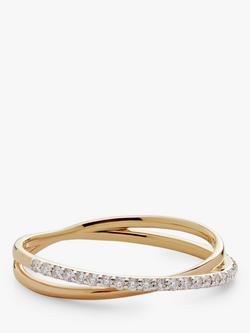 Monica Vinader 14ct Yellow Gold Diamond Cross Over Ring, Gold, Gold