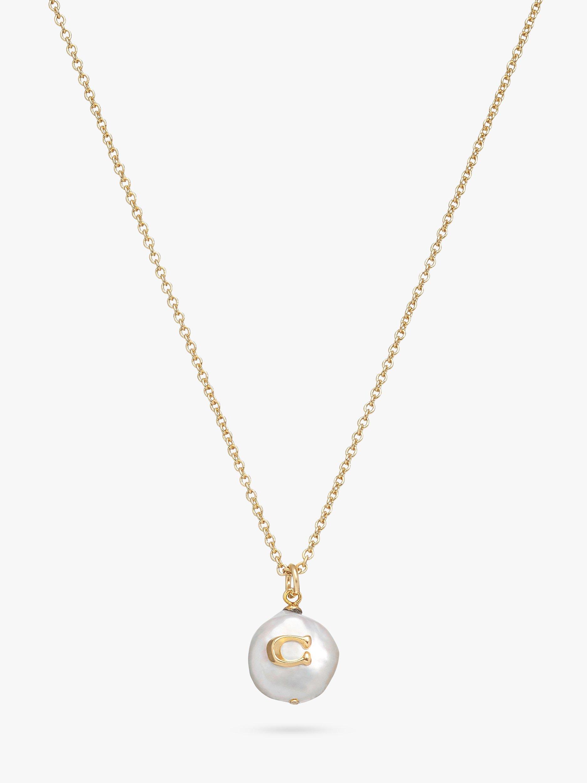 Product image 1 of 3, which shows Coach Freshwater Pearl Pendant Necklace, Gold