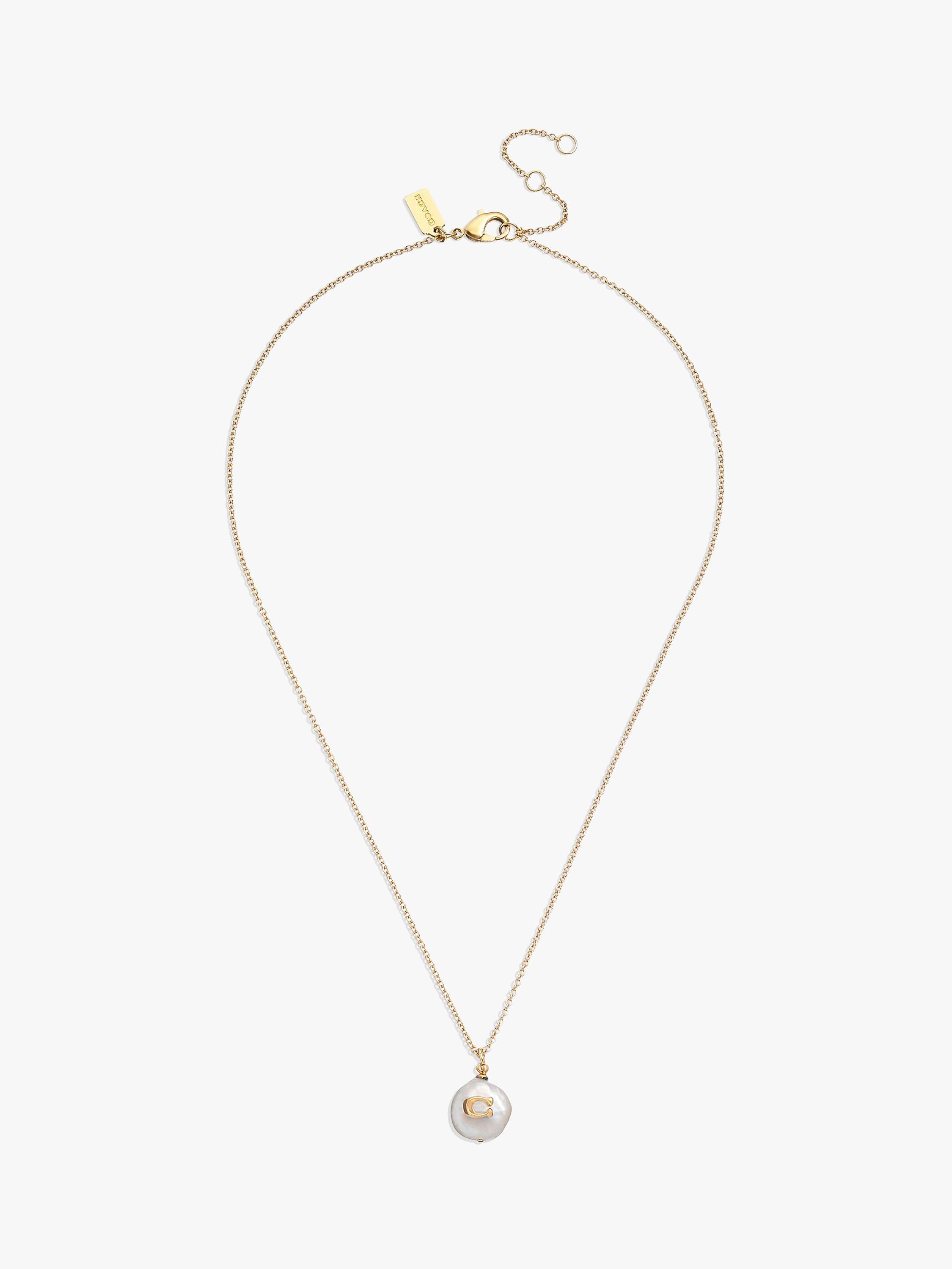 Product image 2 of 3, which shows Coach Freshwater Pearl Pendant Necklace, Gold