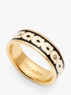 Coach Enamel C Motif Band Ring, Gold, Size O - view 2, Gold