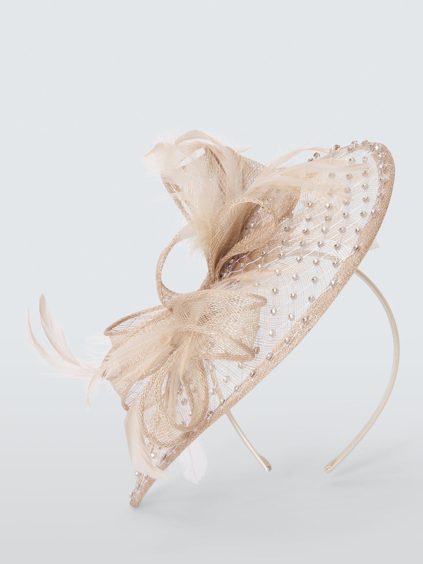 Product image 2 of 4, which shows John Lewis Carina Diamante Teardrop Fascinator, Oyster