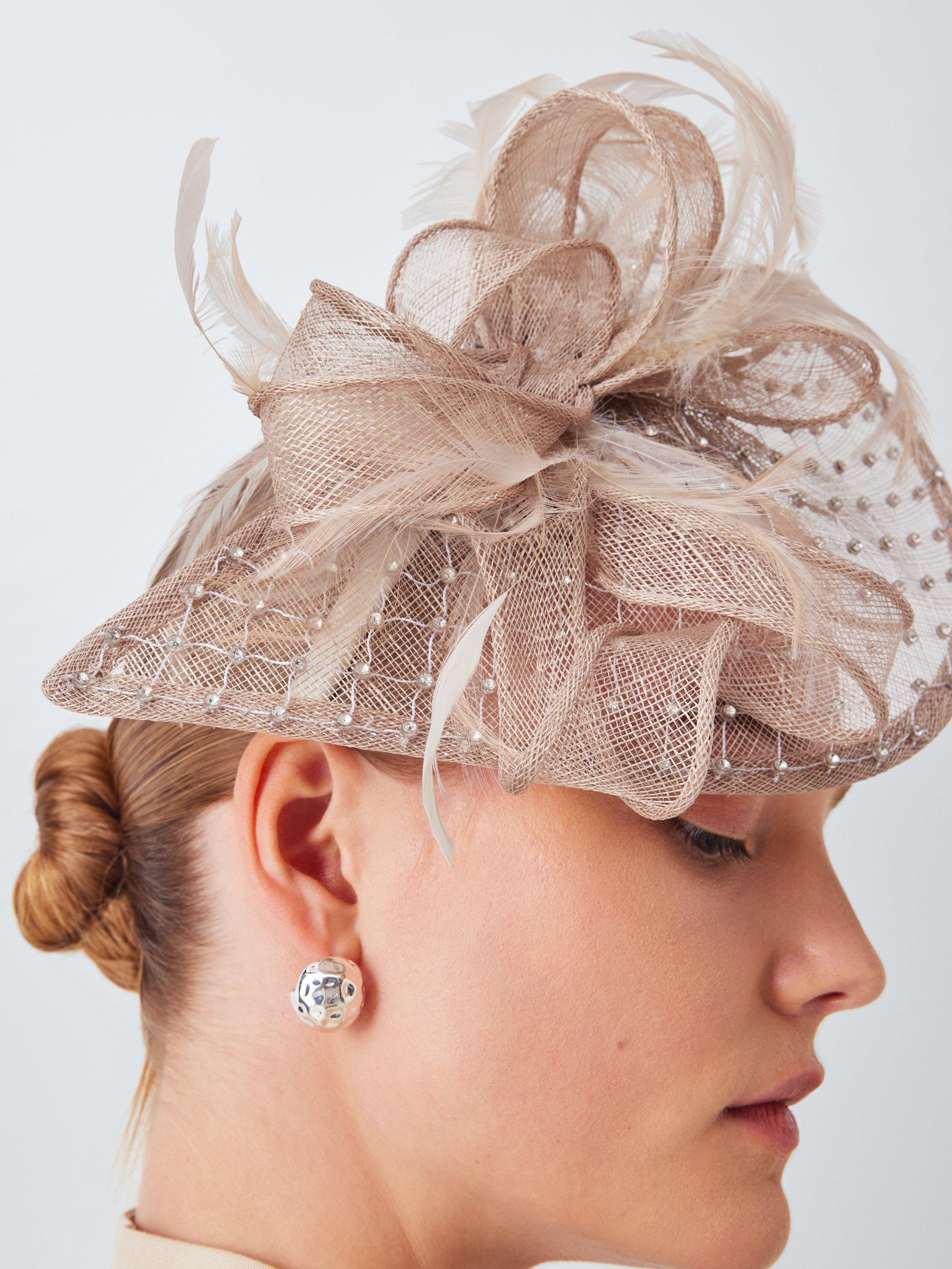 Product image 4 of 4, which shows John Lewis Carina Diamante Teardrop Fascinator, Oyster