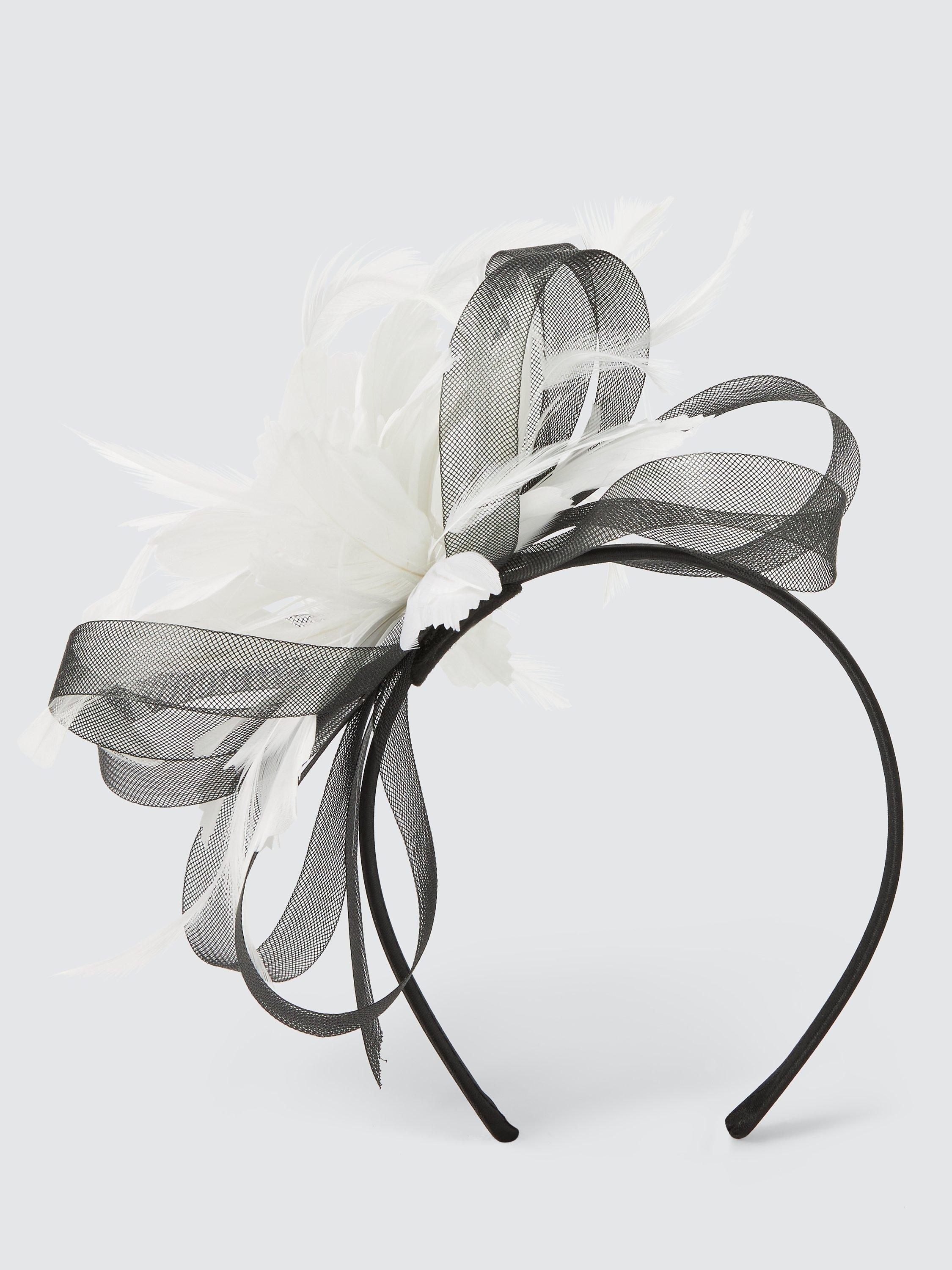 John Lewis Aurora Looped Fascinator, Black/Ivory