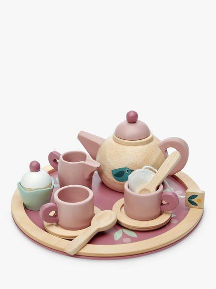 Babyblooms Personalised Wooden Afternoon Tea Set, Pink, Pink