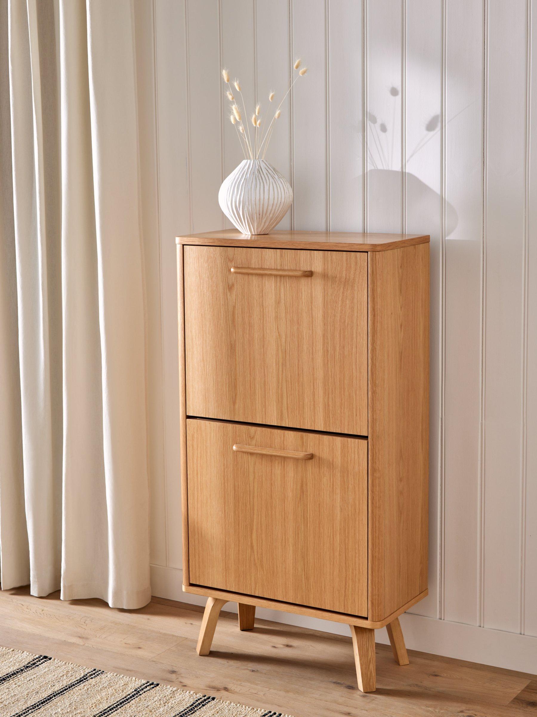 John Lewis ANYDAY Anton Tall Shoe Storage Unit Oak