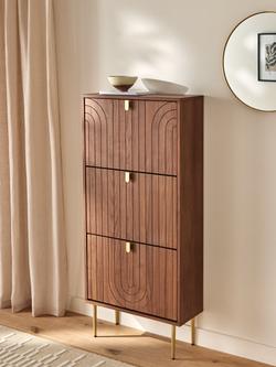John Lewis Harvard Tall Shoe Storage Unit, Walnut - view 2, Walnut