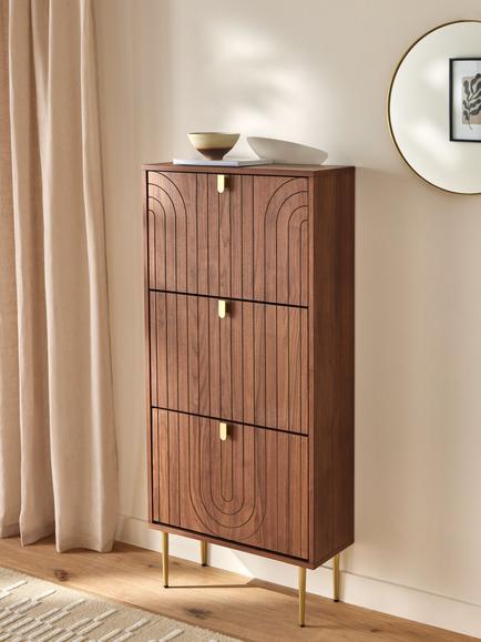 John Lewis Harvard Tall Shoe Storage Unit, Walnut - view 2, Walnut