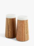 John Lewis Acacia Wood & Marble Salt & Pepper Shaker Set, Natural/White