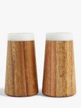 John Lewis Acacia Wood & Marble Salt & Pepper Shaker Set, Natural/White