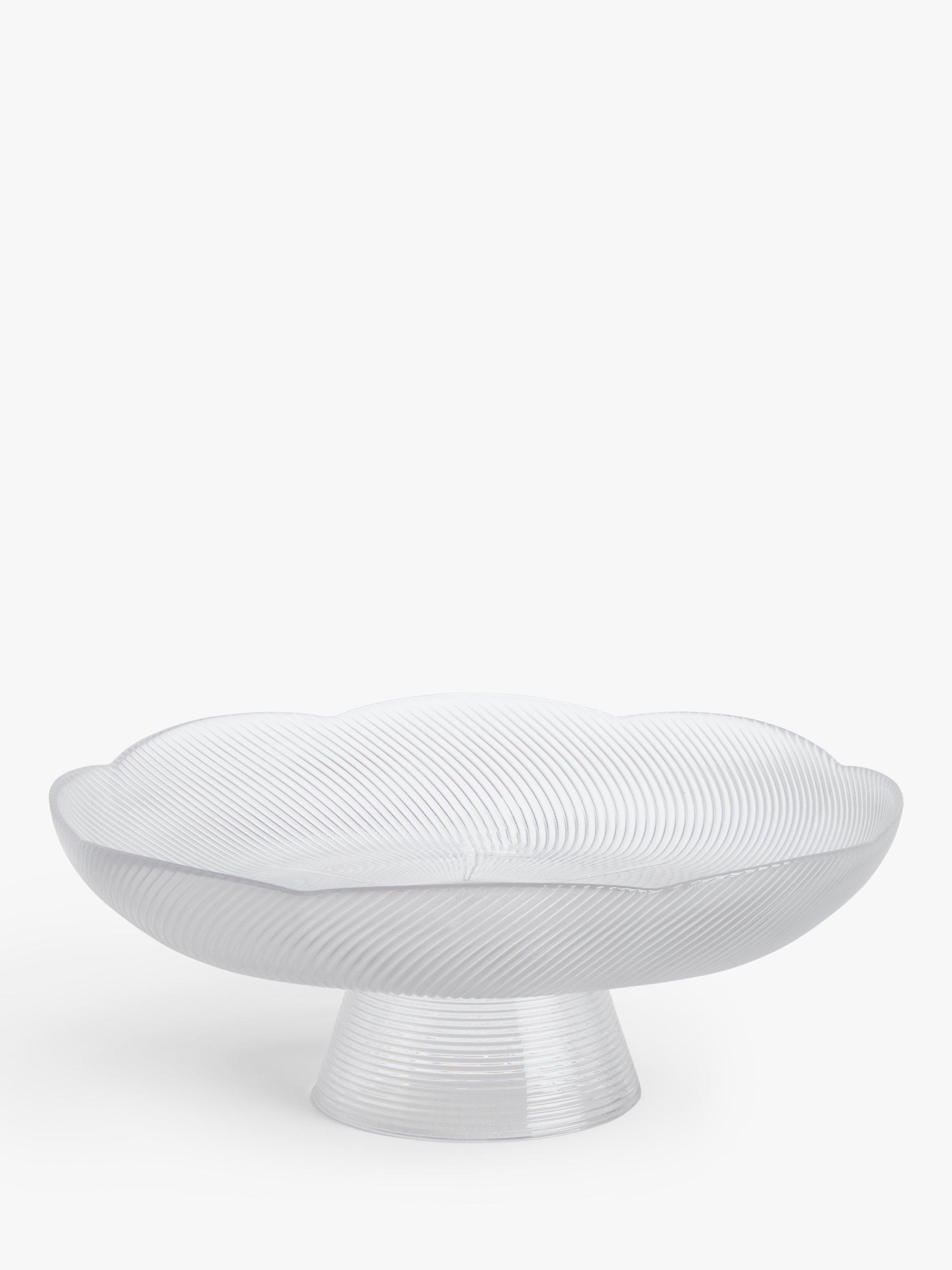 John Lewis Floral Footed Glass Bowl, 29.5cm, Clear