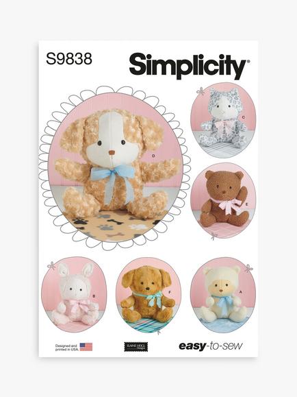 Simplicity 36cm Plush Animals and Blanket Sewing Pattern, S9838, Multi