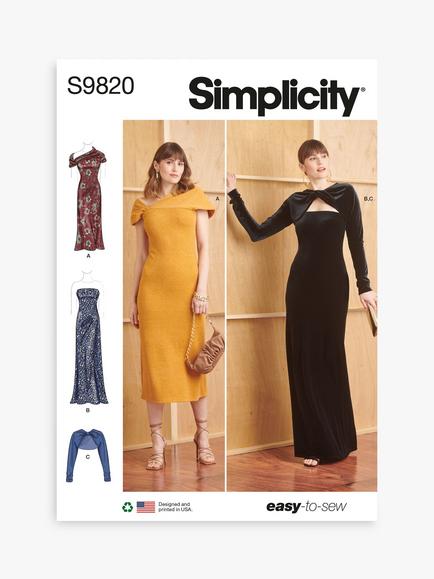 Simplicity Misses' Knit Dresses and Shrug Sewing Pattern, S9820, K5