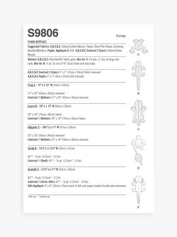 Simplicity Plush Reptiles Sewing Pattern, S9806 - view 2, Multi