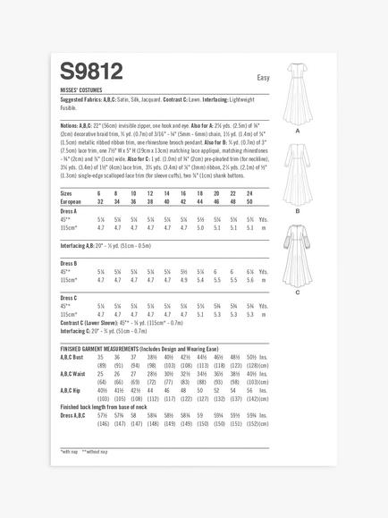 Simplicity Misses' Medieval Dress Costume Sewing Pattern, S9812 - view 2, Multi