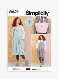Simplicity Misses' Pinafore Apron and Tote Sewing Pattern, S9805A, Multi