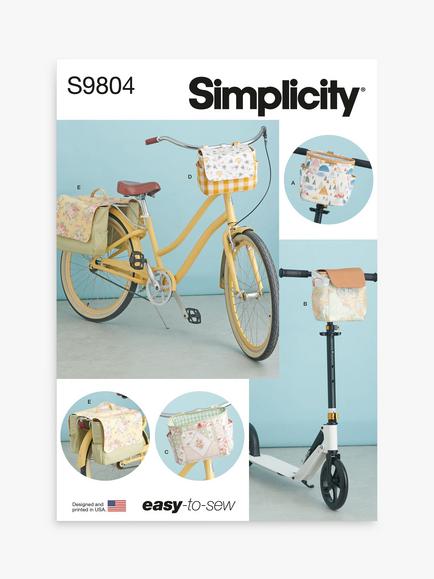 Simplicity Bicycle Bags, Baskets and Panniers Sewing Pattern, S9804OS, Multi