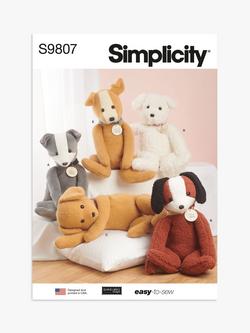 Simplicity 61cm Poseable Plush Pups Sewing Pattern, S9807, Multi