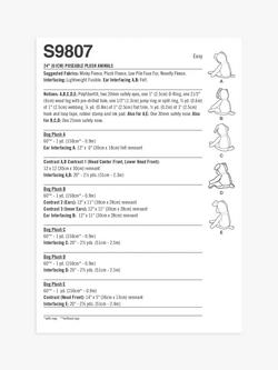 Simplicity 61cm Poseable Plush Pups Sewing Pattern, S9807 - view 2, Multi