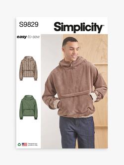 Simplicity Men's Half Zip Hoodie Sewing Pattern, S9829, Multi