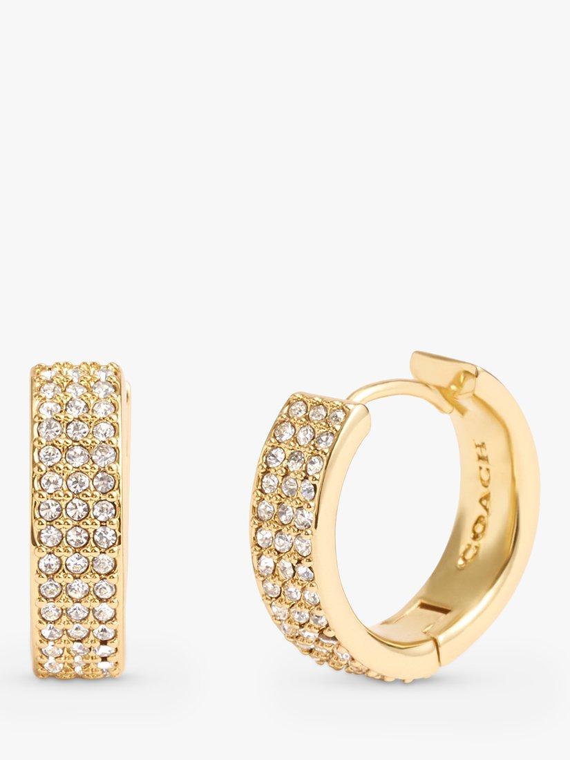 Coach Pavé Huggie Earrings, Gold