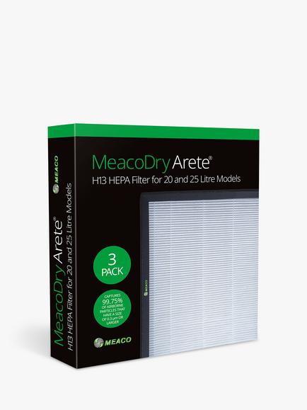 Meaco Arete® 20L/25L HEPA Filters, Pack of 3 - view 2, White/Black