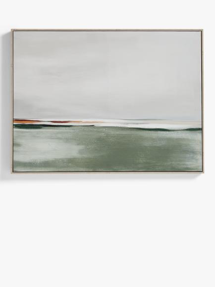 John Lewis 'Misty Fields' Abstract Framed Canvas, 75 x 100cm, Green/Multi, Green/Multi