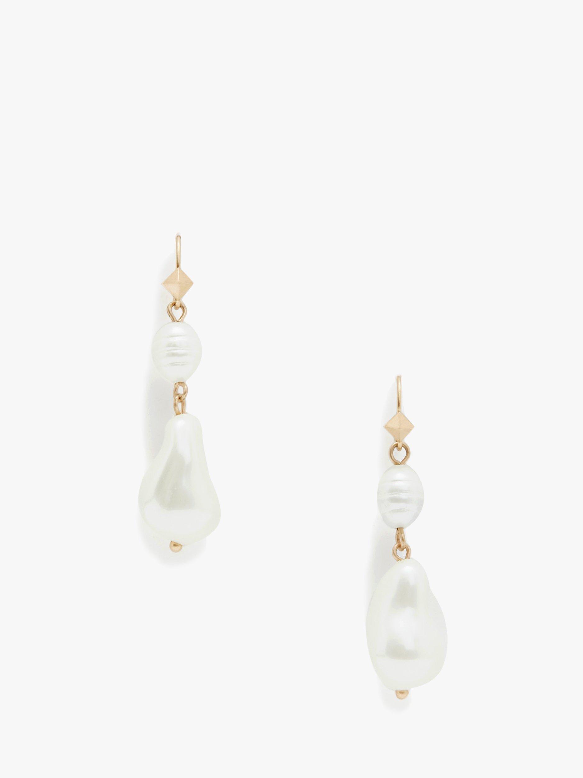 AllSaints Faux Pearl Drop Earrings, Warm Brass