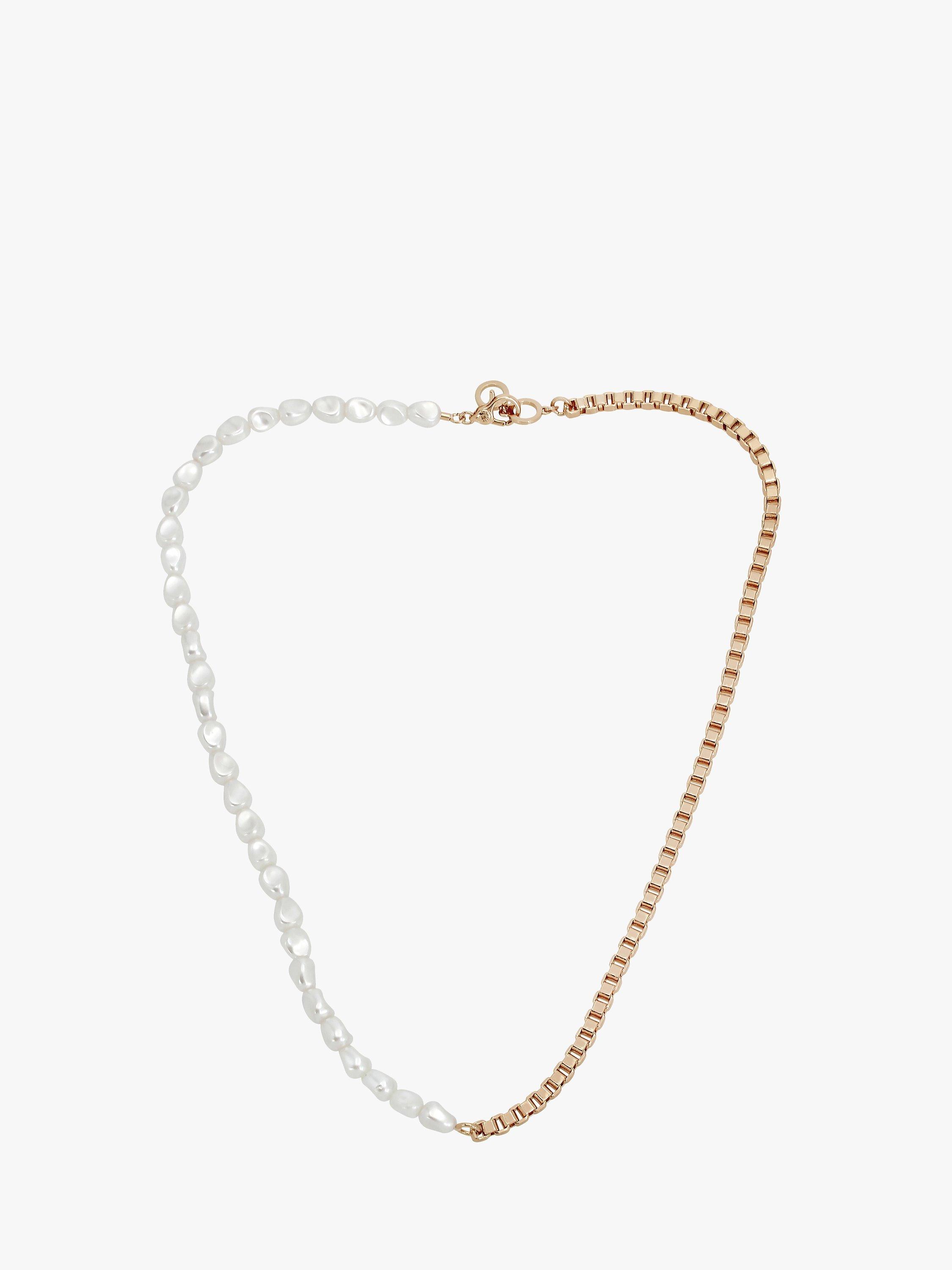 AllSaints Curb Chain and Glass Bead Collar Necklace, Gold
