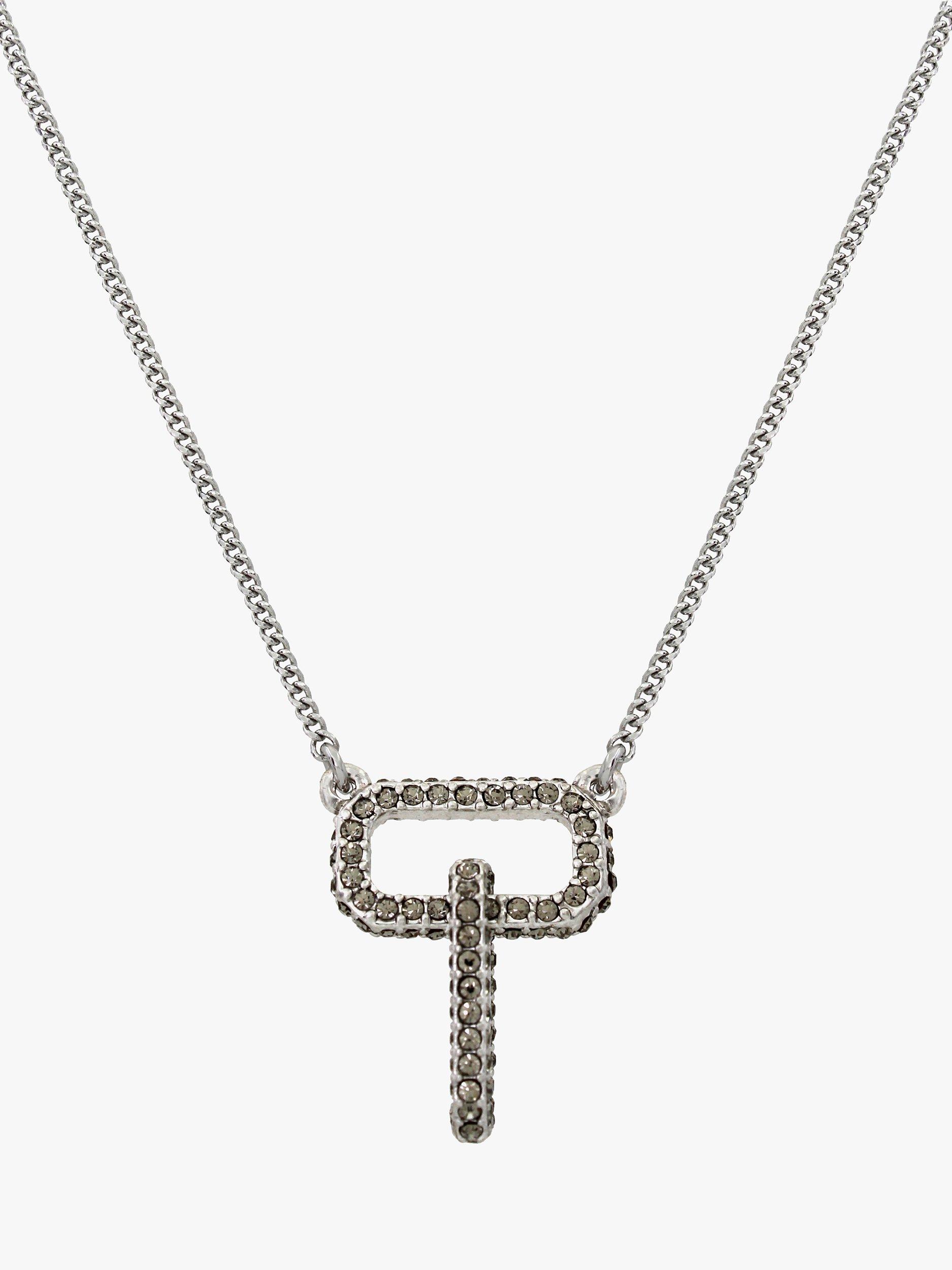 AllSaints Crystal Interlinked Pendant Necklace, Silver