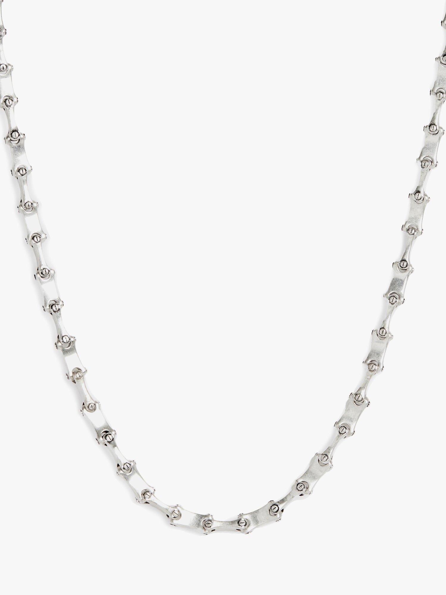 AllSaints Unisex Chain Link Carabiner Clasp Necklace, Silver
