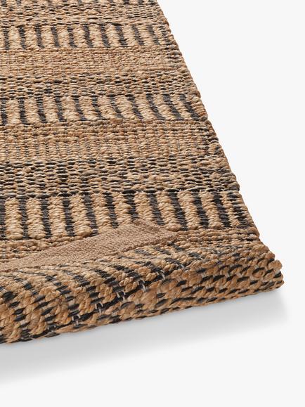 John Lewis Jute Grained Runner Rug, L240 x W70 cm - view 2, Natural/Black