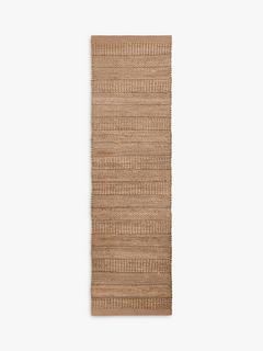 John Lewis Jute Grained Runner Rug, L240 x W70 cm, Natural/Green