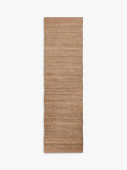John Lewis Jute Grained Runner Rug, L240 x W70 cm, Natural/Green