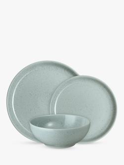 Denby Teal Speckle Stoneware Coupe Dinnerware Set, 12 Piece, Teal - view 2, Blue