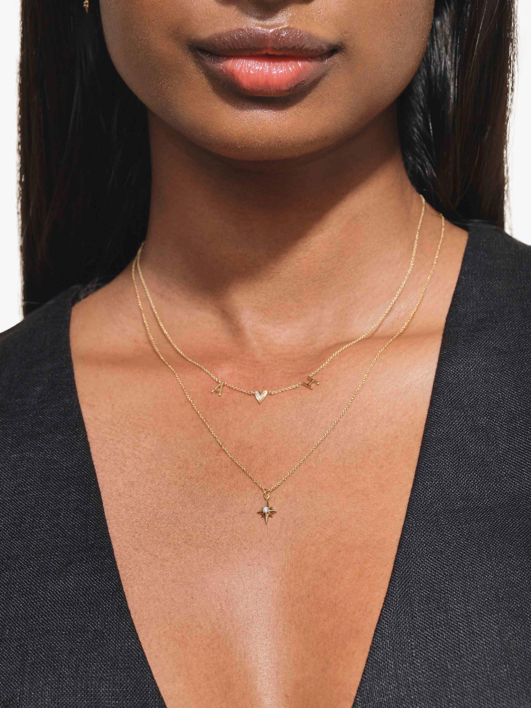 Product image 3 of 7, which shows Edge of Ember 14ct Gold Diamond North Star Pendant Necklace