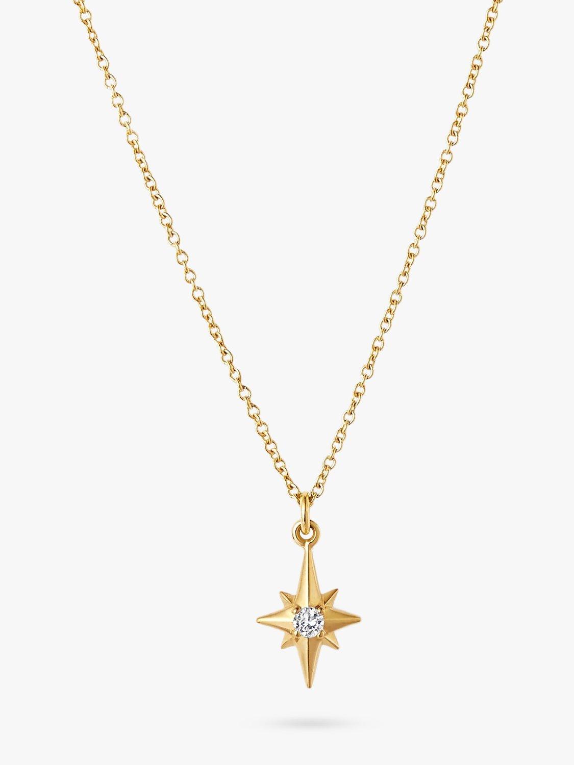 Product image 1 of 7, which shows Edge of Ember 14ct Gold Diamond North Star Pendant Necklace