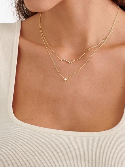 Edge of Ember 14ct Gold Diamond Constellation Necklace - view 2, Yellow Gold