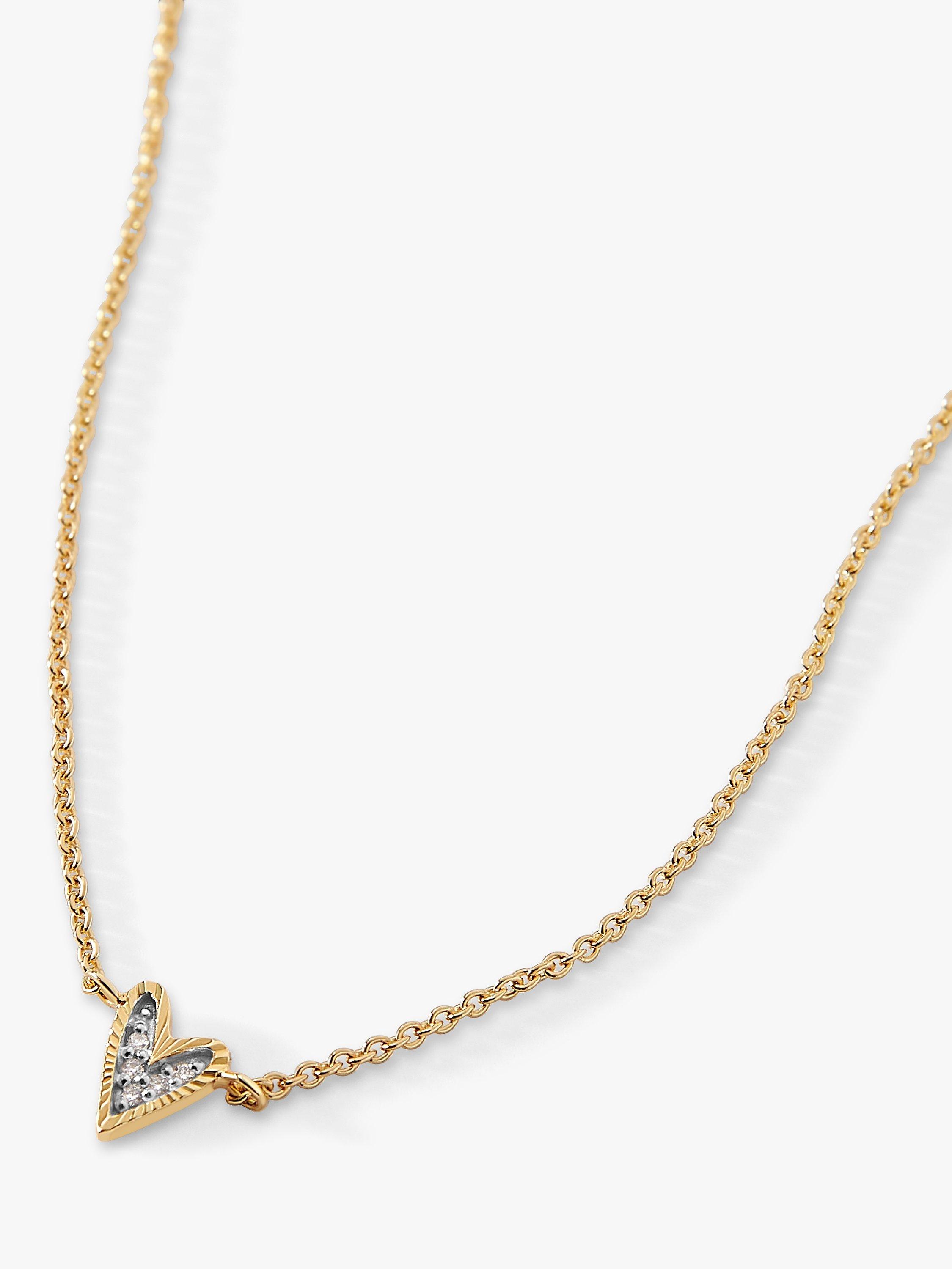 Product image 1 of 6, which shows Edge of Ember 14ct Gold Diamond Heart Pendant Necklace, Yellow Gold