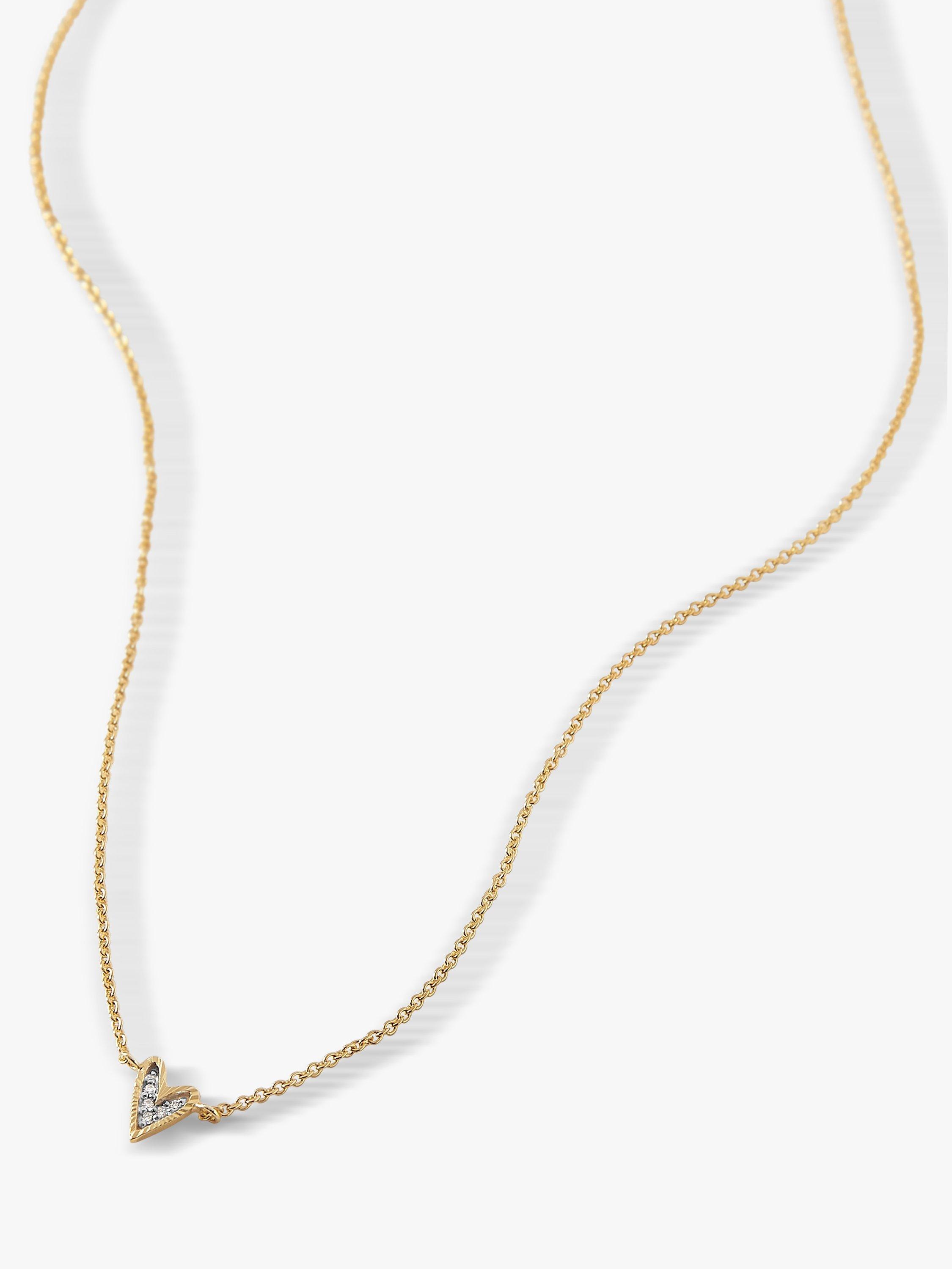 Product image 4 of 6, which shows Edge of Ember 14ct Gold Diamond Heart Pendant Necklace, Yellow Gold