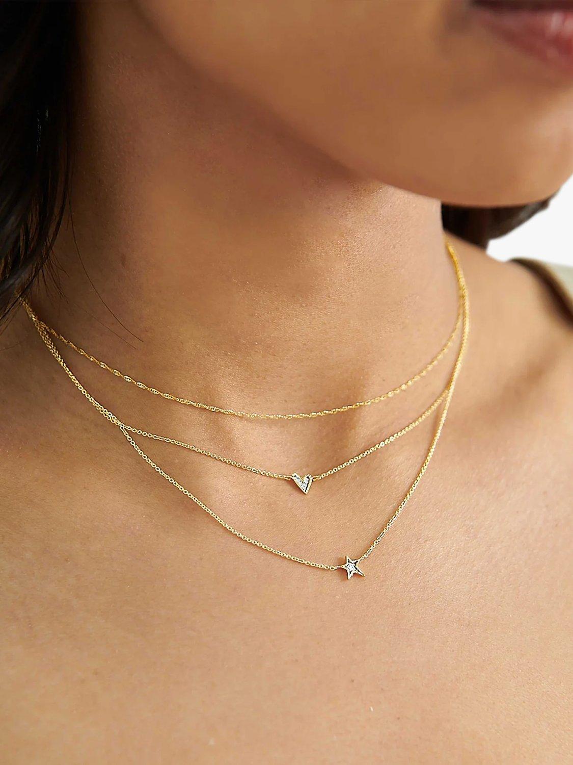Product image 5 of 6, which shows Edge of Ember 14ct Gold Diamond Heart Pendant Necklace, Yellow Gold