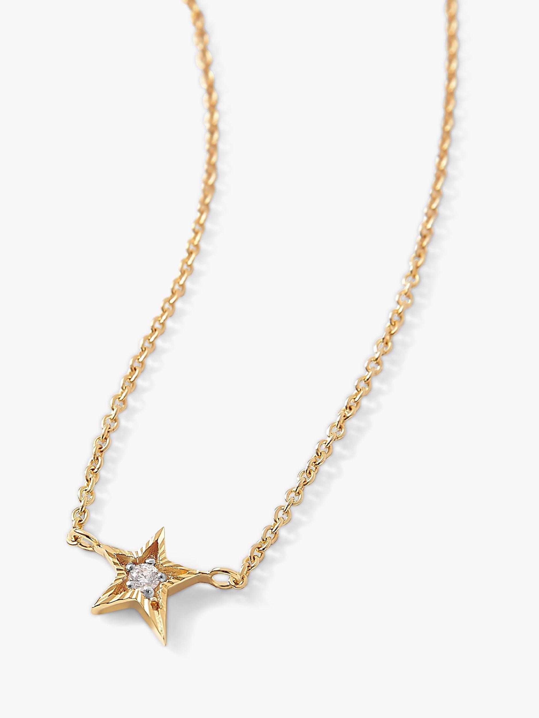 Product image 1 of 5, which shows Edge of Ember 14ct Gold Diamond Star Pendant Necklace, Yellow Gold