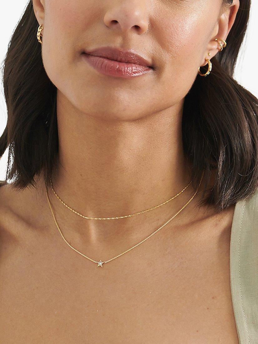 Product image 3 of 5, which shows Edge of Ember 14ct Gold Diamond Star Pendant Necklace, Yellow Gold