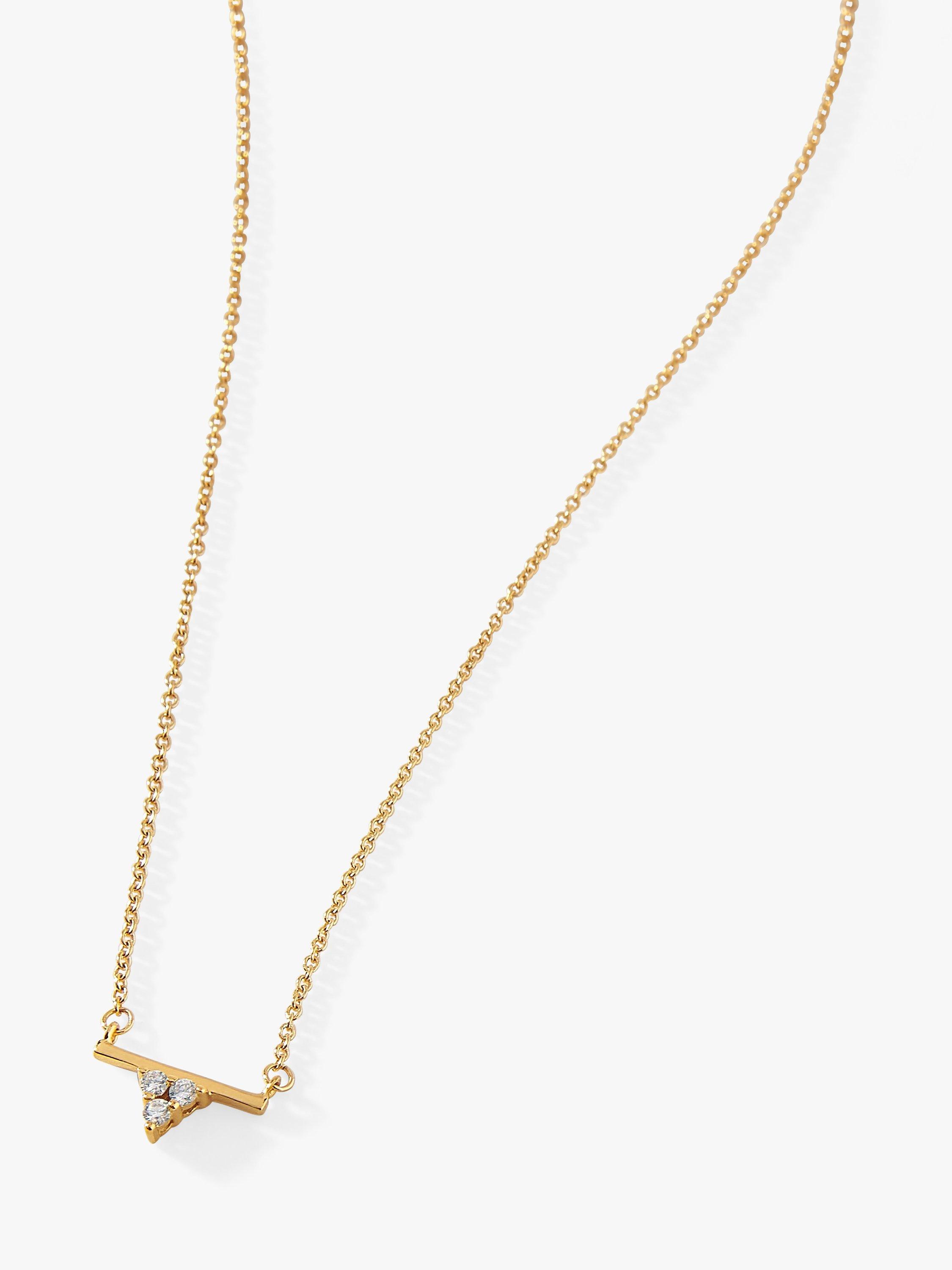 Product image 1 of 6, which shows Edge of Ember 14ct Gold Diamond Trio Pendant Necklace, Yellow Gold