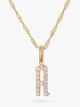 Edge of Ember 14ct Gold Diamond Initial Pendant Necklace
