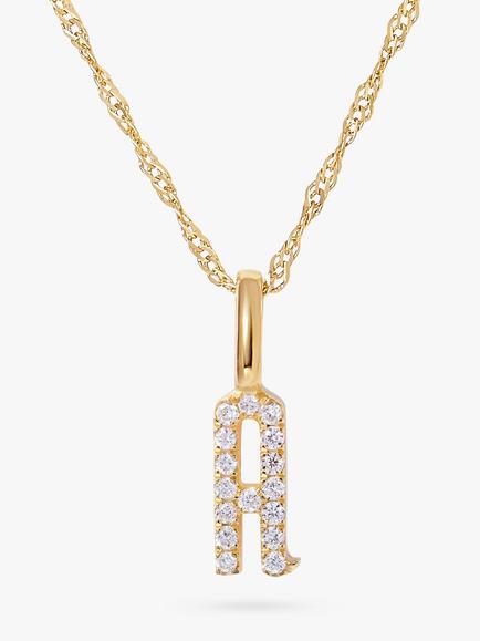 Edge of Ember 14ct Gold Diamond Initial Pendant Necklace, A