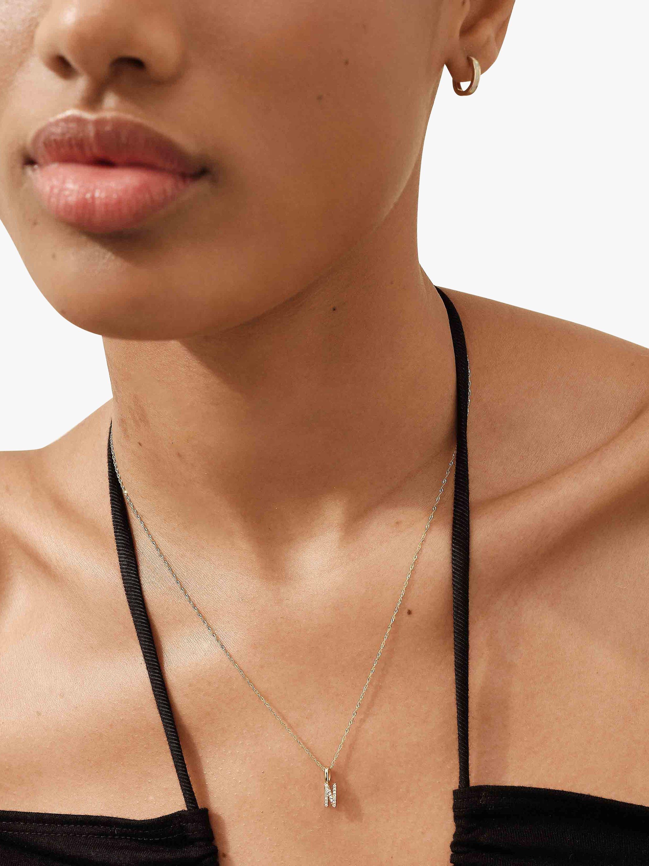 Product image 2 of 6, which shows Edge of Ember 14ct Gold Diamond Initial Pendant Necklace, J