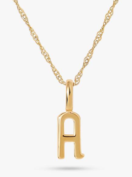 Edge of Ember 14ct Gold Initial Pendant Necklace, Yellow Gold, A