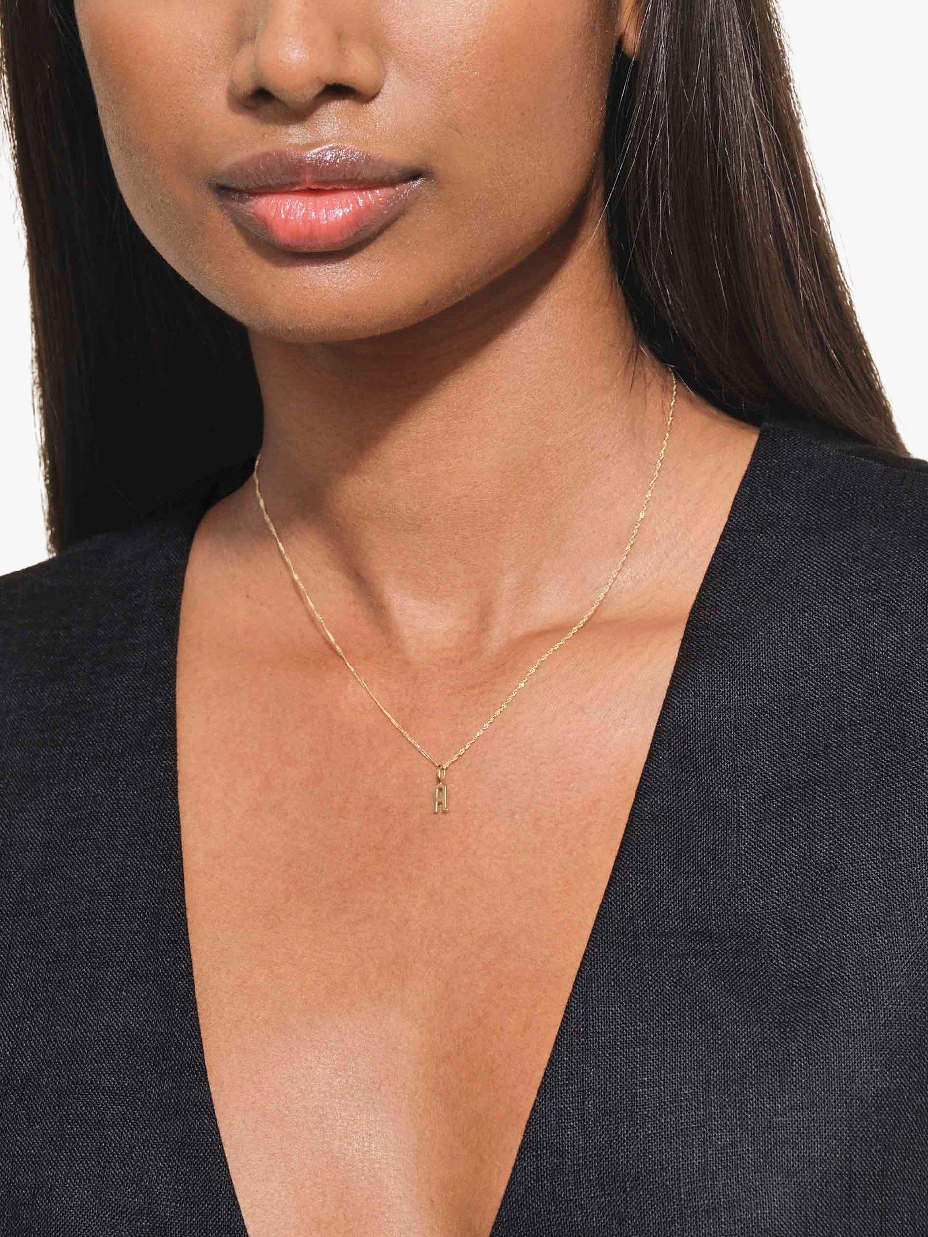 Product image 3 of 6, which shows Edge of Ember 14ct Gold Initial Pendant Necklace, Yellow Gold, A