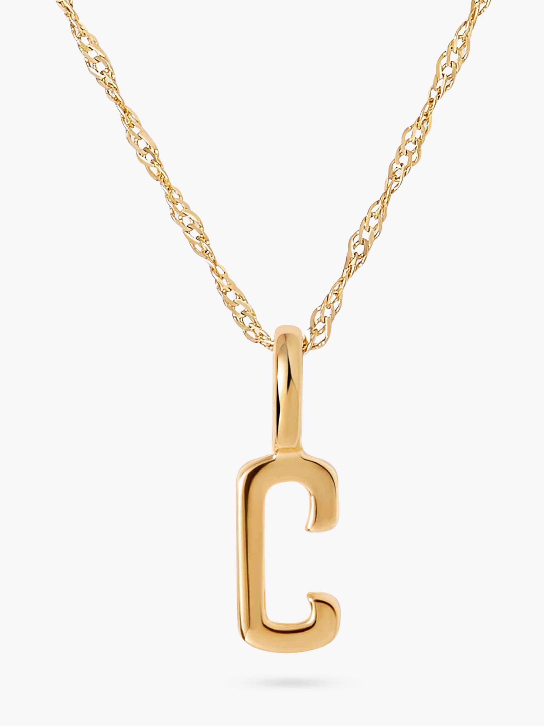 Product image 1 of 5, which shows Edge of Ember 14ct Gold Initial Pendant Necklace, Yellow Gold, C